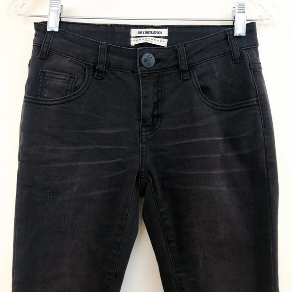 One x One Teaspoon Freebird II Distressed Black Skinny Jeans Women's 23 - Picture 4 of 9